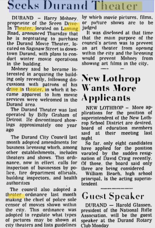 Hi-Vue Theatre - Owosso Argus Press Sep 6 1968